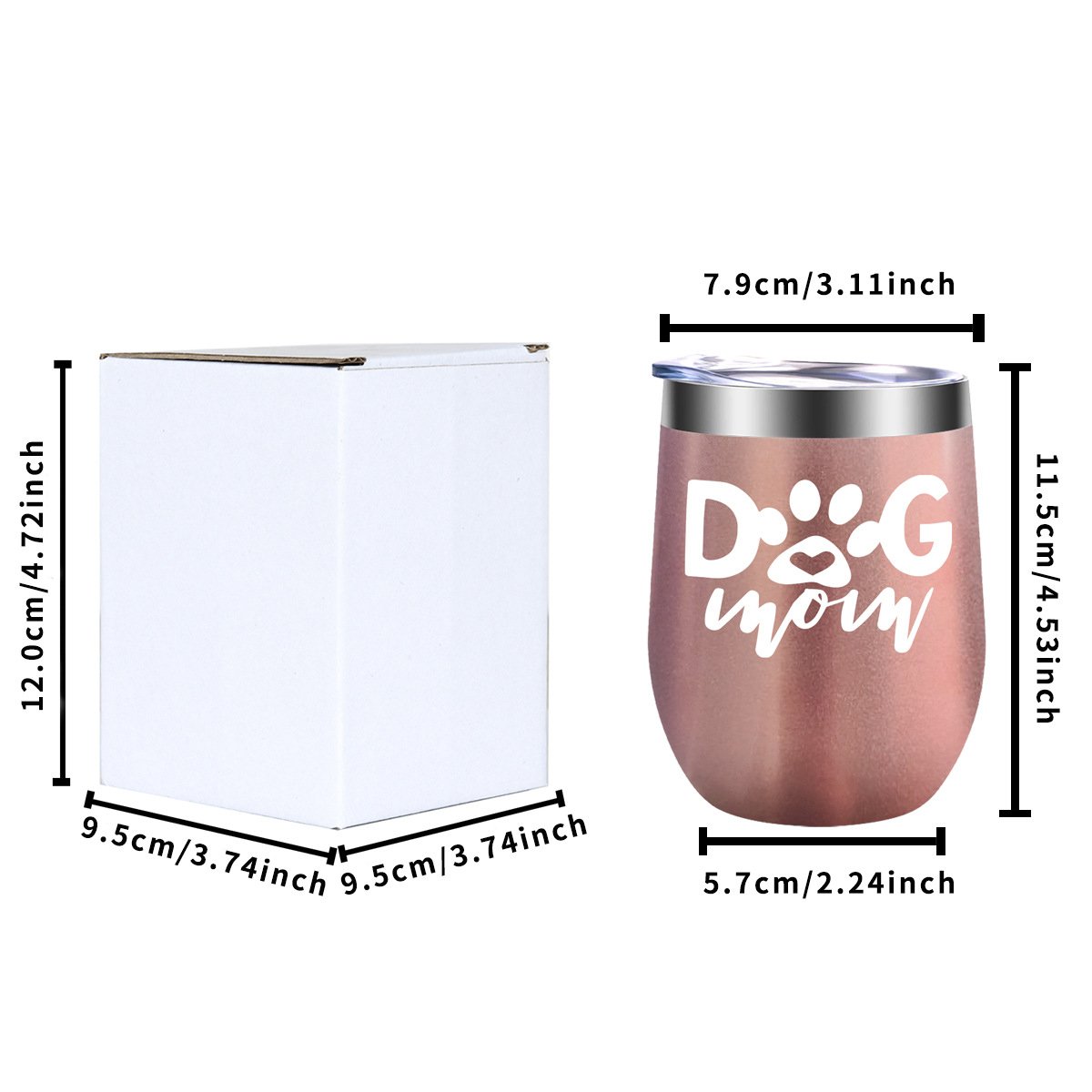 12 oz Stainless Steel Wine Tumbler with Lid Double Wall Vacuum Insulated Travel Cup Including for Coffee, Cocktail, Drink, Tea
