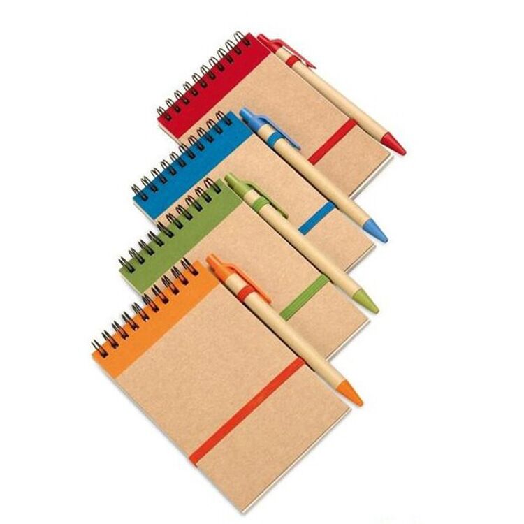 Imprinted Eco Pocket Spiral Notebook and Pen