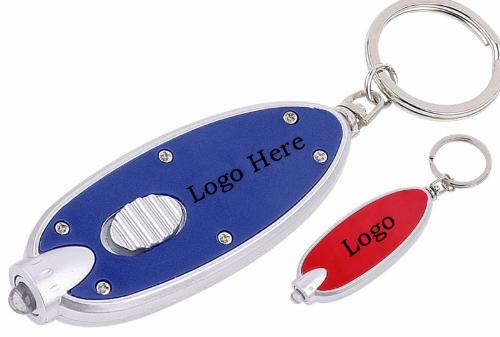 Oval LED Flashlight Keychain Key Holder Ring
