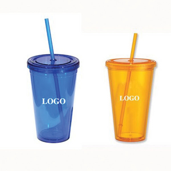Custom Logo Double Wall Tumbler With Straw
