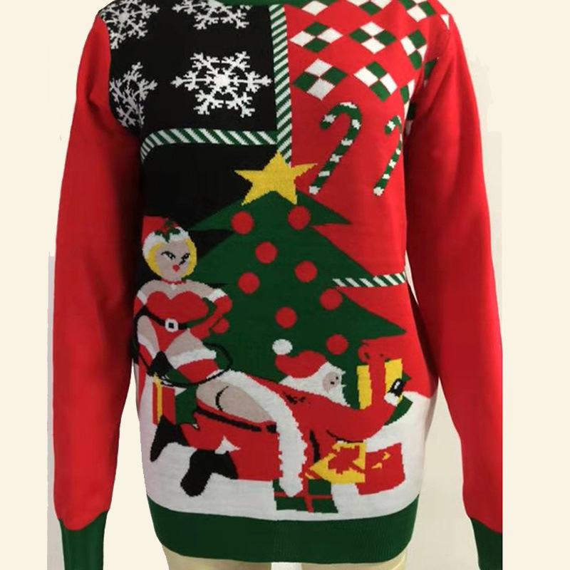 Unisex Christmas Patterns Reindeer Snowman Tree Snowflakes Pullover Sweater