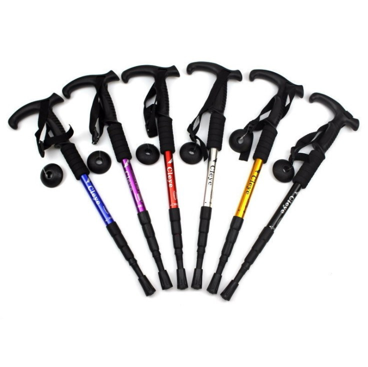 Outdoor Alpenstock With Aluminium Alloy T-shaped Handle