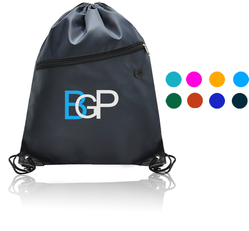 14 x 17 Inch Drawstring Backpack With Zippered Pocket And Earbud Hole