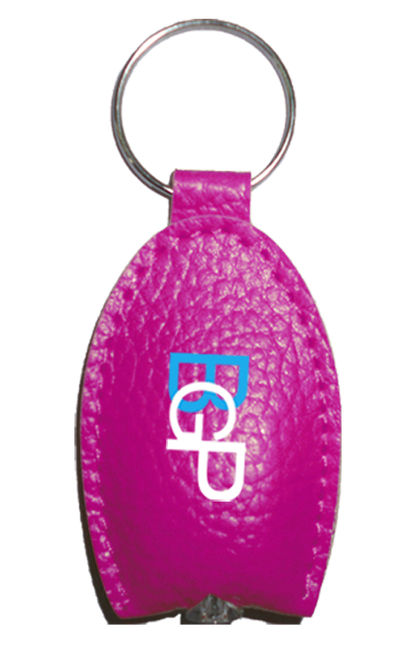 Custom Promotional PU Leather LED Light Keychain Key Ring Key Tags