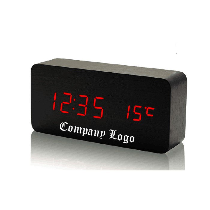 Print Modern Rectangular Desk Alarm Wood Clock