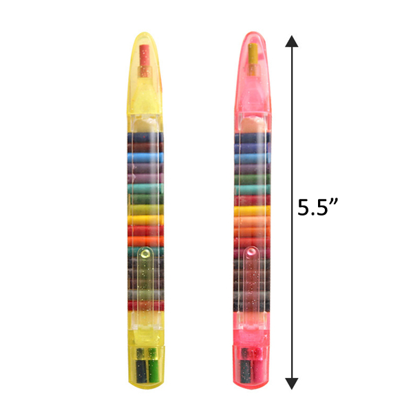 20 Colors Stackable Crayons 20 in 1 Stacking Point Crayons Rainbow Glitter Crayon
