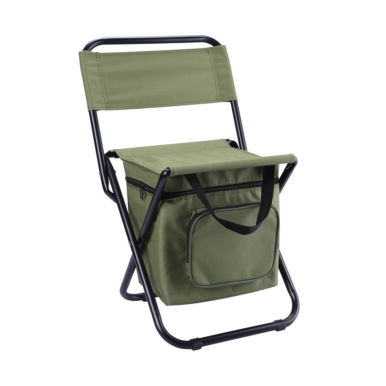 Fishing Chair with Cooler Bag Compact Fishing Stool Foldable Camping Chair