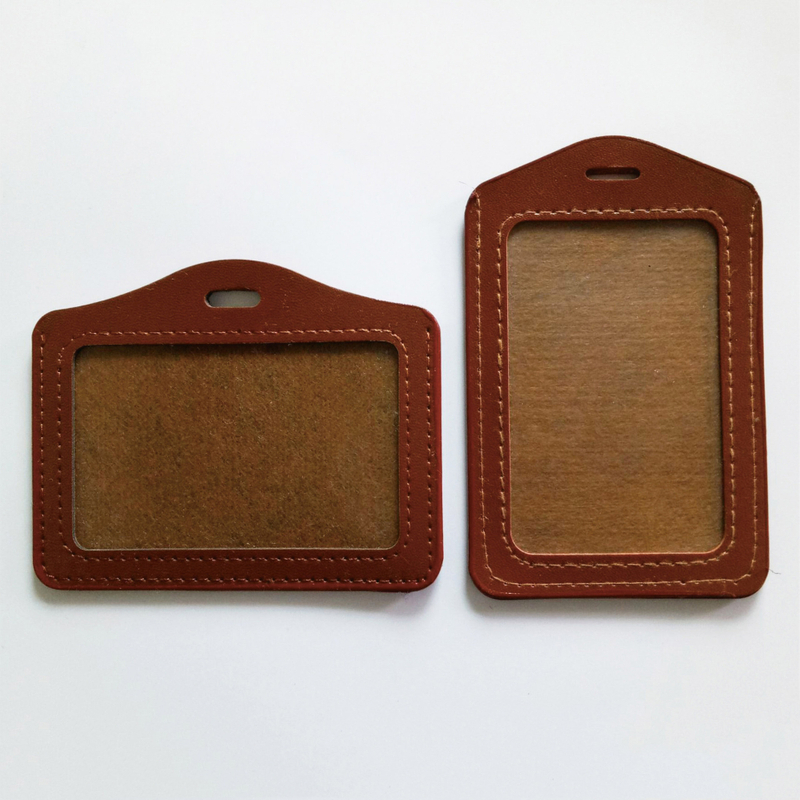Horizontal Premium Faux Leather Badge Holders