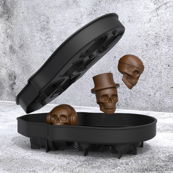 Ice Mold 3D Skeleton Ice Mold Silicone Ice Mold Small Ball Skull Ice Small Ball Ice Mold, Food Grade Easy Demoulding Reusable