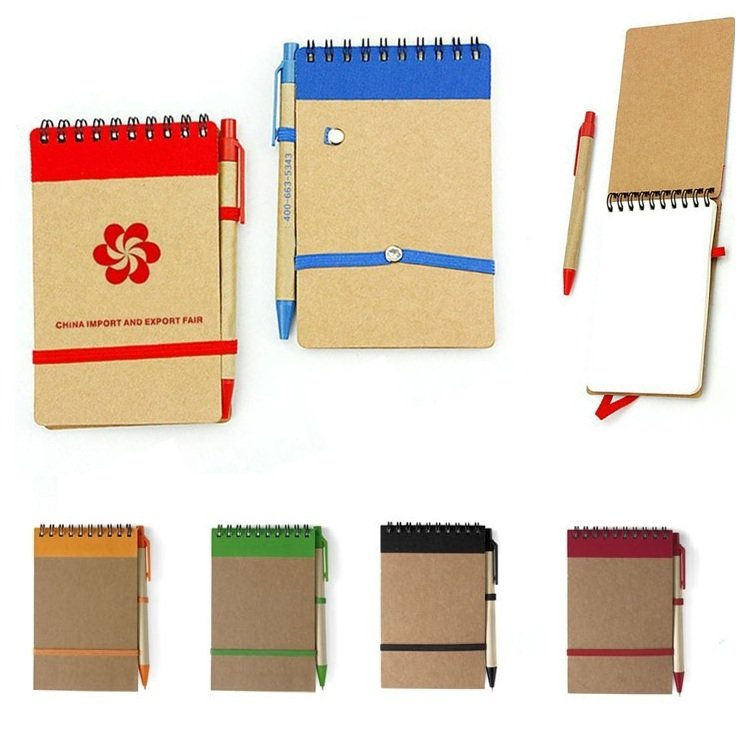 Imprinted Eco Pocket Spiral Notebook and Pen