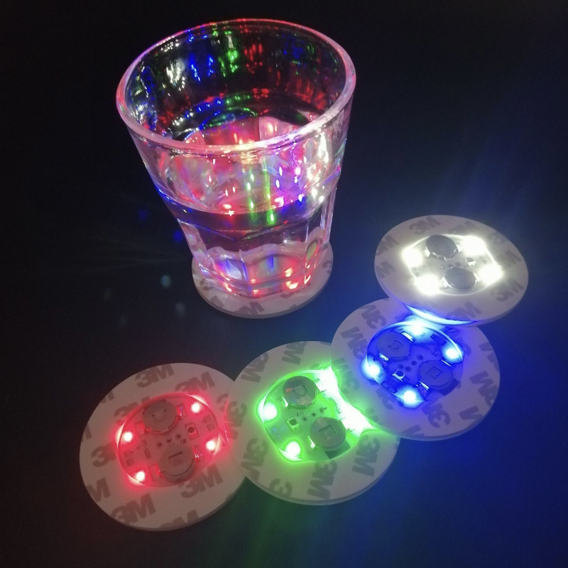 LED Coasters for Drinks LED Bar Coaster Bottle Light Sticker Perfect for Party, Wedding, Bar