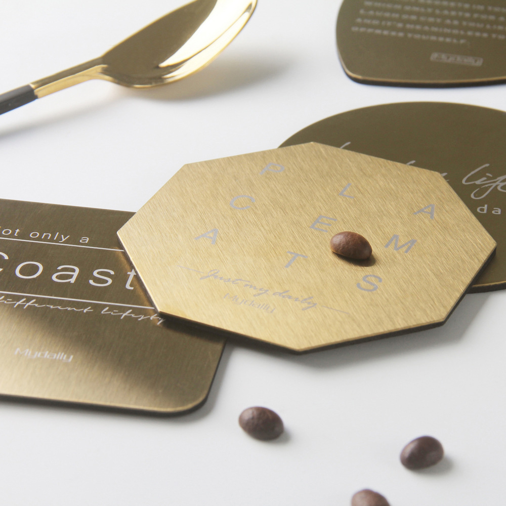 Heat Insulation Stainless Steel Gold Color Electroplate Coasters