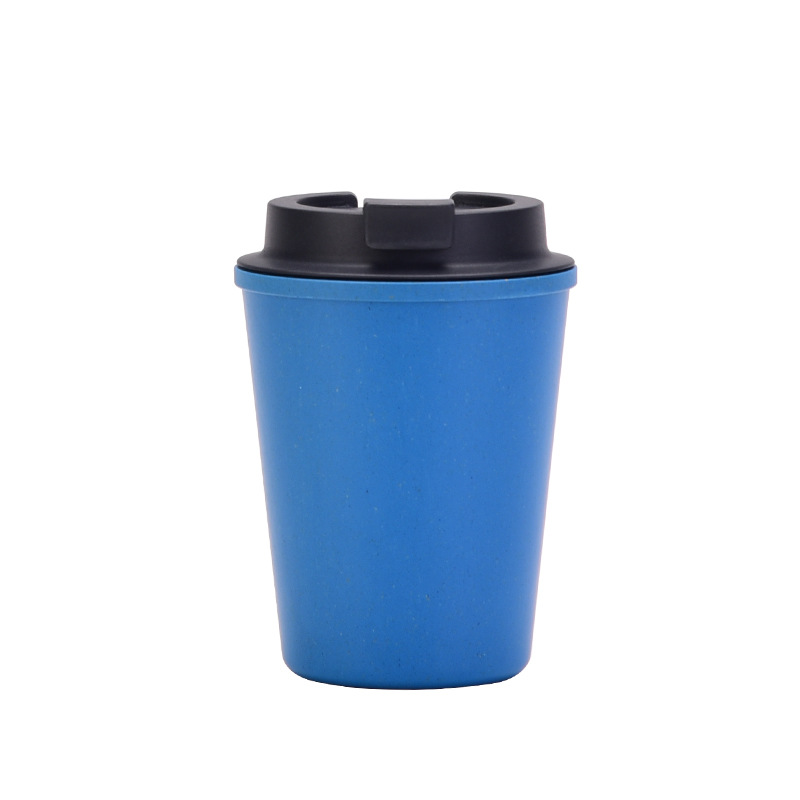 Double Wall Reusable Wheat Straw Cup with Straw for Coffee Milk Tea in Home Office Outdoors