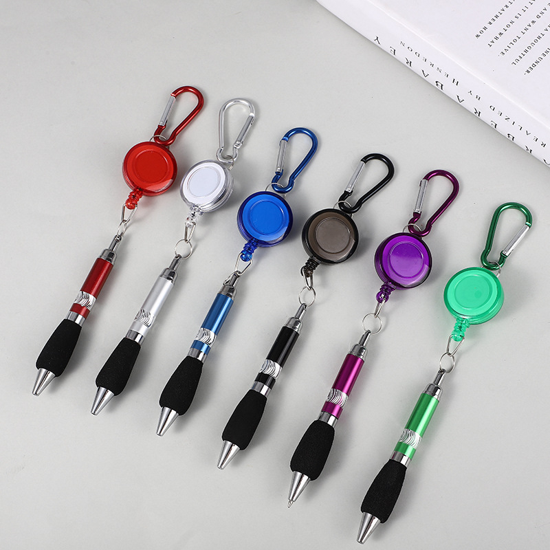 Carabiner Pens Keychain Retractable Badge Reel Ballpoint Pen Pull Clip Pen for Workers, Nurses, Teachers, Colleagues
