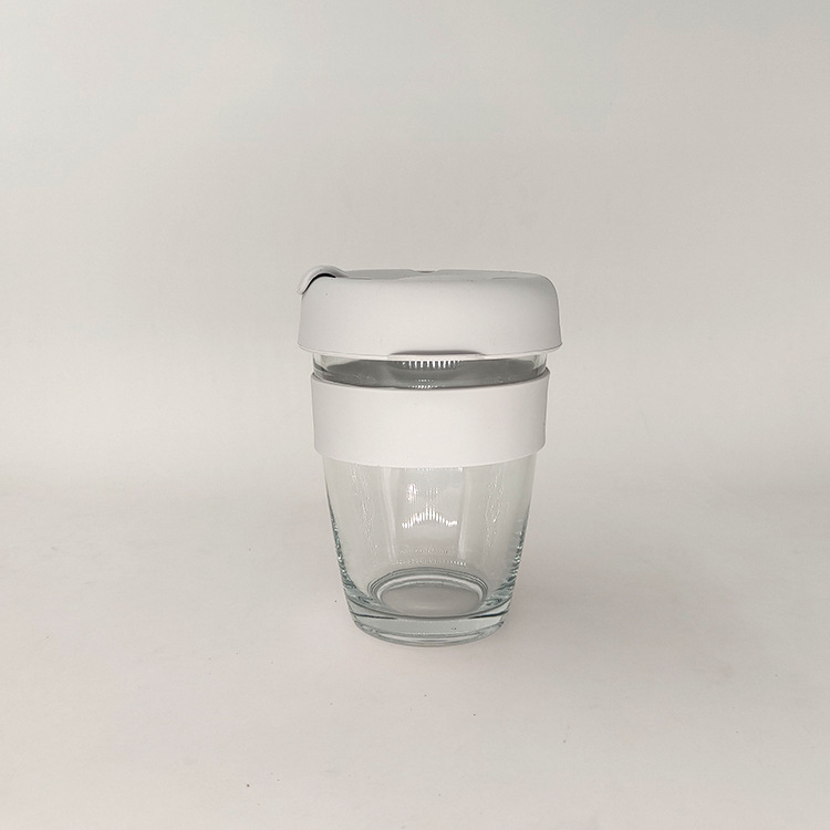 12 oz. Glass Mug w/ Silicone Grip & Lid