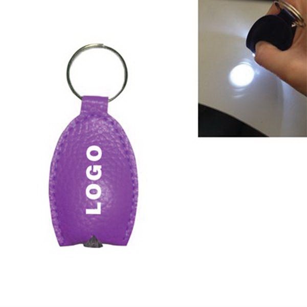 Imprinted PU Leather LED Keychain