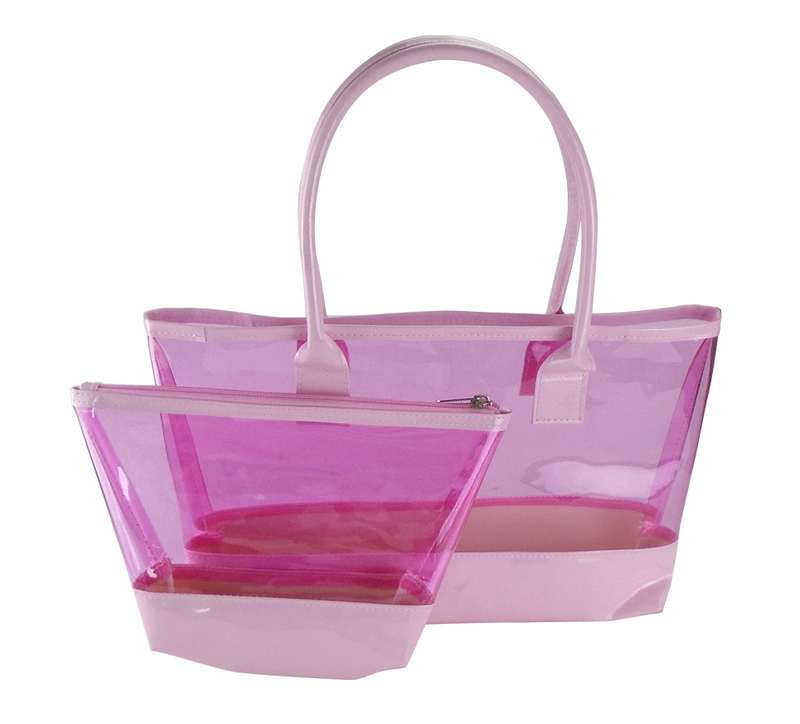 Clear Comestic Travel Beach Bag Sets-14 " x 12 " x 9 1/4 " and 10 " x 6 " x 7 "