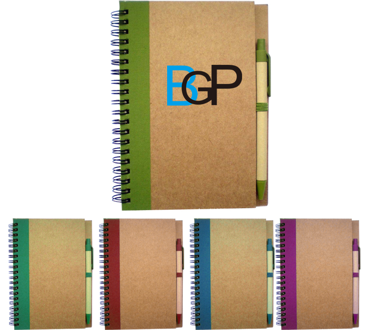  Custom Promotional Recycled Spiral Notebook With Pen