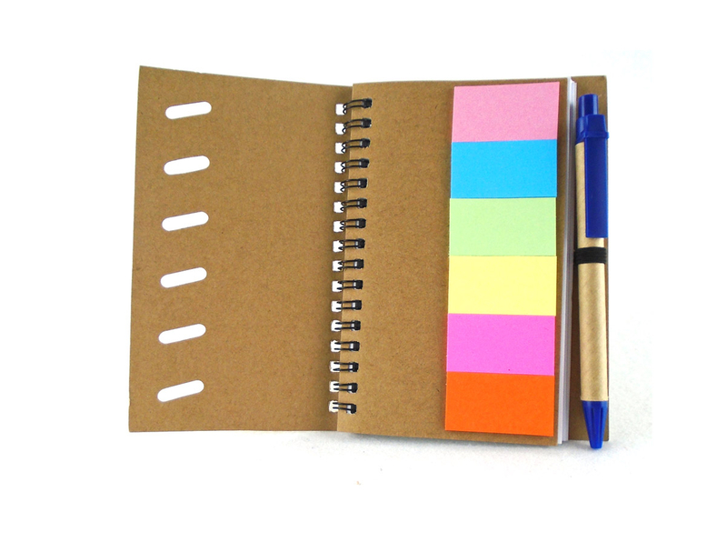  Custom Promotional Eco-recycled Notebook With Sticky Notes And Pen