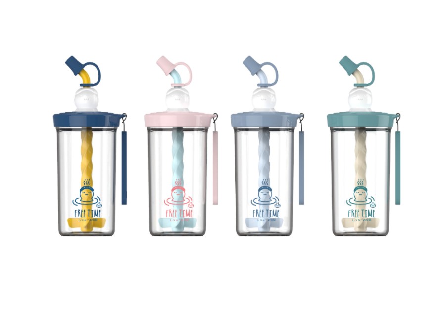 15.6OZ 460ML Plastic Bottle Straw Mixing Cups