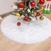 35.4 Inch Christmas Tree Skirt Luxury Faux Fur Tree Skirt, White Plush Velvet for Merry Christmas Party Tree Decoration