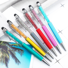 Crystal Diamond Capacitive Ballpoint Pens Universal Touch Screen Stylus Pen Retractable 2 in-1 Pens Black Ink for School Students Cell Phone