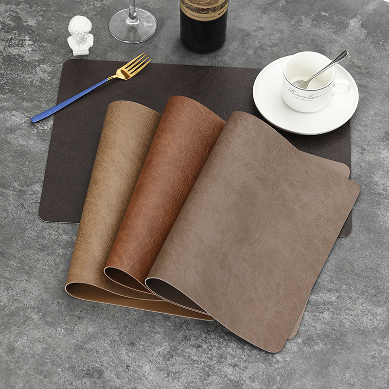 Faux Leather Placemats PU Waterproof Table Mats Heat Resistant Non-Slip Washable for Kitchen Dining Table