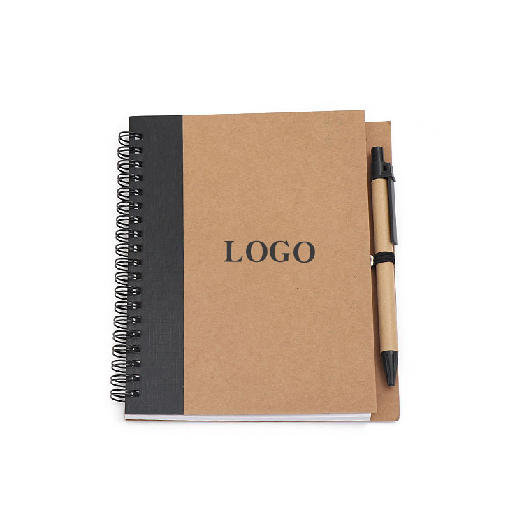 Custom Promotional Recycled Spiral Notebook With Pen