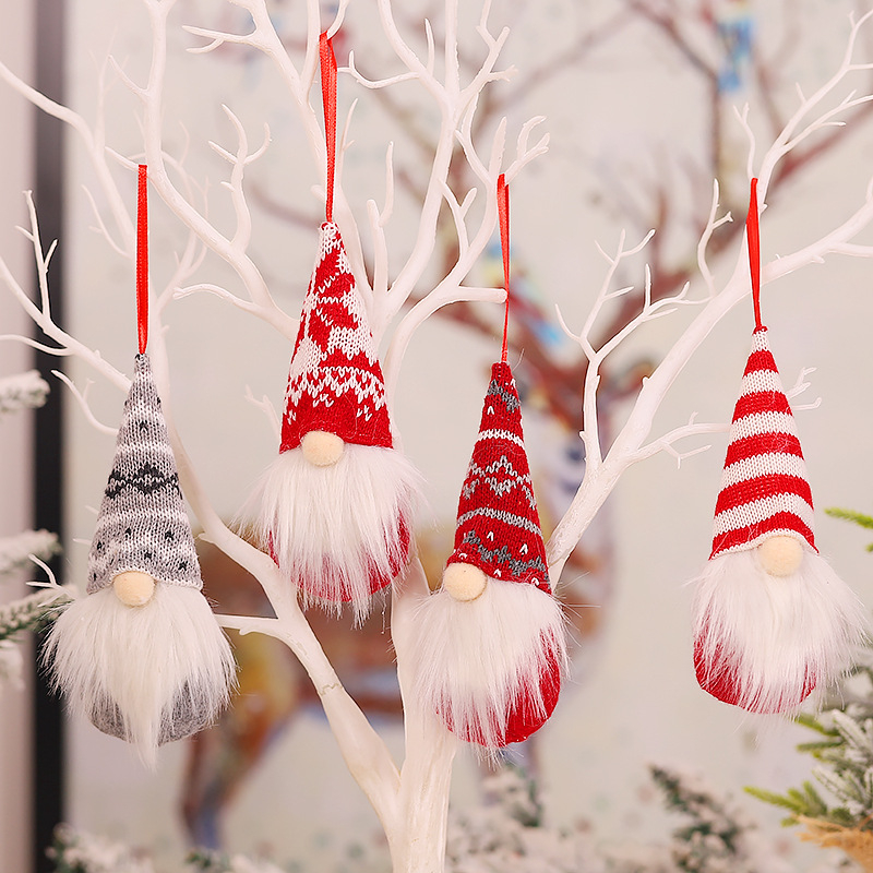 Gnome Christmas Plush Ornaments Xmas Hanging Decorations Santa Beard Ornaments for Christmas Tree