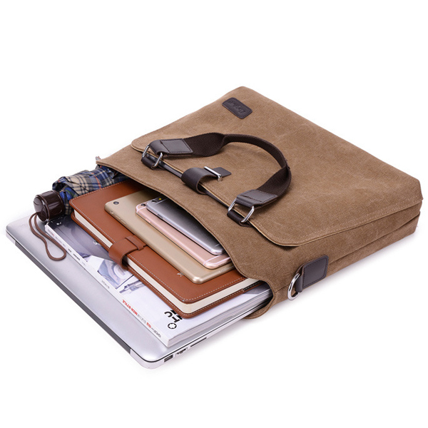 Messenger Bag for Men Vintage Water Resistant Canvas Satchel Laptop Briefcase