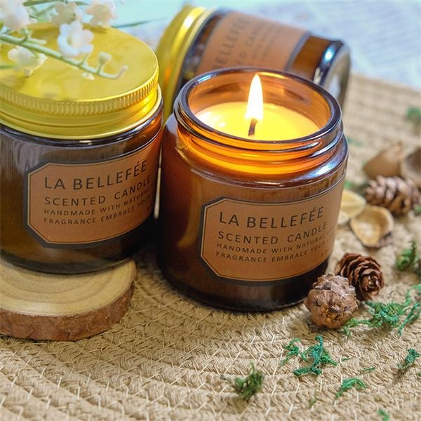 Amber Glass Jars Scented Candle