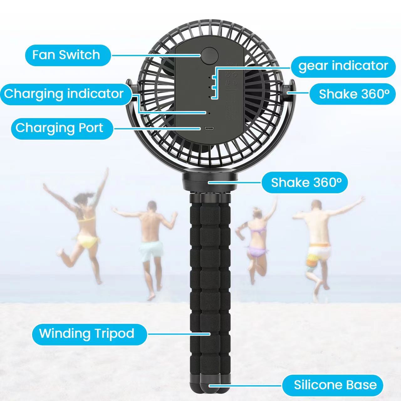 Portable Stroller Fan With Power Bank