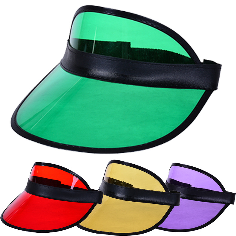 Summer Candy Pvc Plastic Adult Hats Adjustable Multicolor Sun Visor Caps
