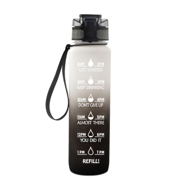 32oz Leakproof BPA Free Drinking Water Bottle with Time Marker for Fitness and Outdoor Enthusiasts