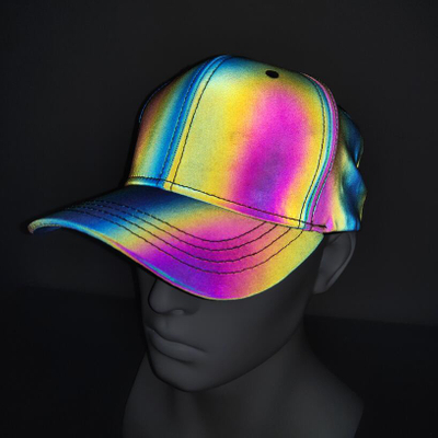 Rainbow Reflective Baseball Caps Men Fluorescent Hat Casual Night Party Cap