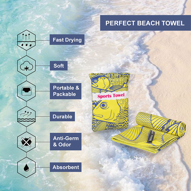 Newest Full Printing Micro Fiber Beach Towel