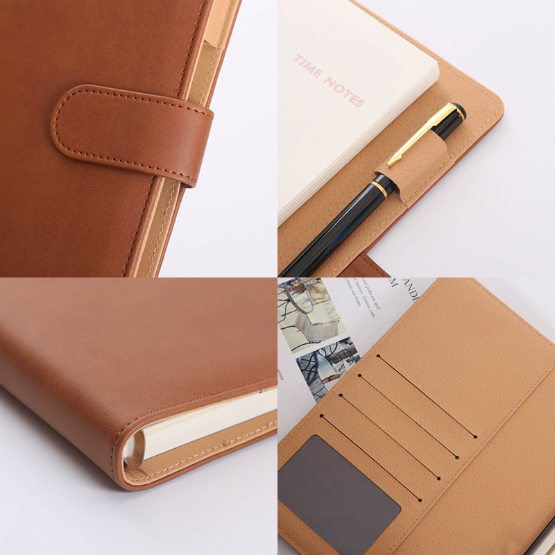 A5 PU Leather Notebook Refillable Loose Leaf Business Notebook/Notepad Meeting Notebook with Pocket&Pen Holder