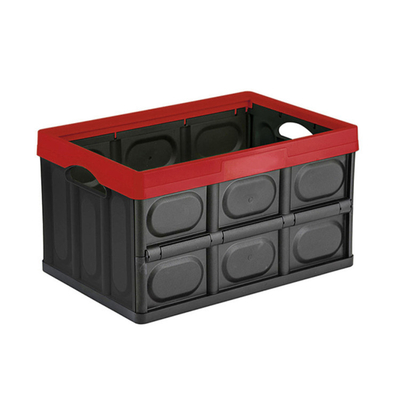 30L Lidded Storage Bins Collapsible Crates Plastic Storage Box Container Stackable Folding Utility Crates Grocery Storage Bin