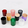 Colorful Glass Candle Jars with Bamboo Lids for Making Candles Empty Candle Tins with Wooden Lids Bulk Candle Container